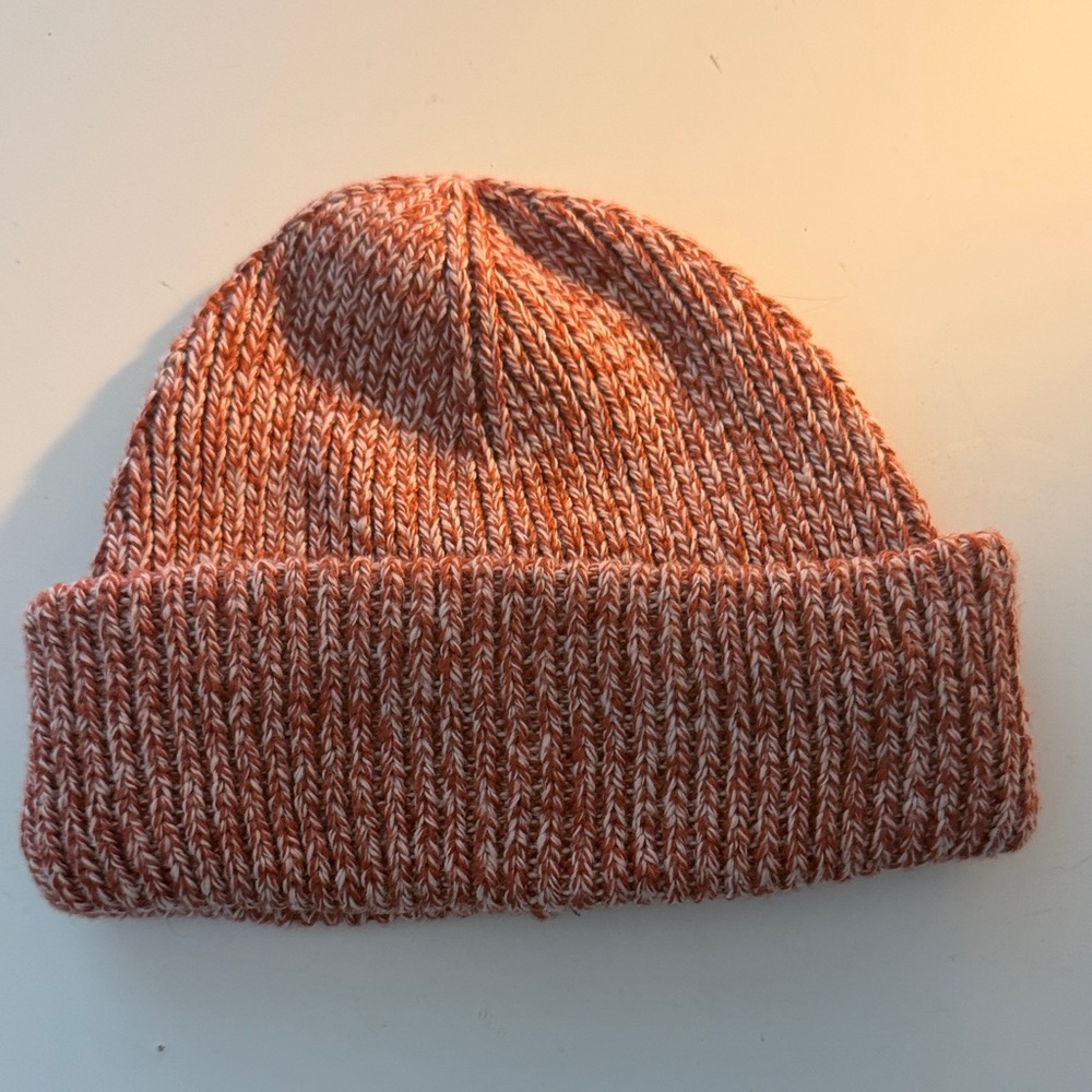 Cozy Knit Beanie in Orange and White